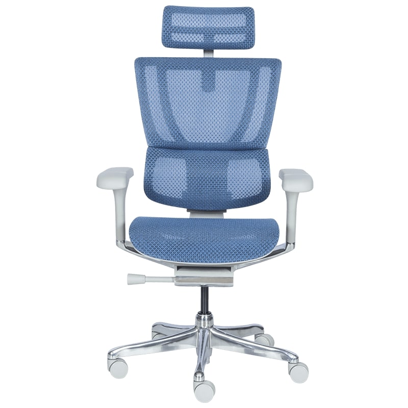 Ергономичен офис стол IOO Elite 2 сива рамка-син